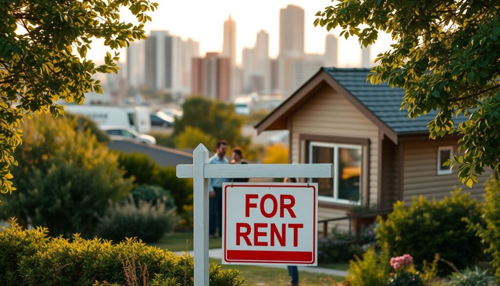 A cozy house with a "For Rent" sign in the foreground, surrounded by lush greenery. In the middle ground, a group of prospective tenants examining the property, weighing the pros and cons. In the background, a cityscape with high-rise buildings, reflecting the diverse rental market. The scene is bathed in warm, golden light, creating a welcoming atmosphere. The text "Arabic Canada" appears discreetly on the "For Rent" sign, highlighting the inclusive nature of the rental landscape. A cozy house with a "For Rent" sign in the foreground, surrounded by lush greenery. In the middle ground, a group of prospective tenants examining the property, weighing the pros and cons. In the background, a cityscape with high-rise buildings, reflecting the diverse rental market. The scene is bathed in warm, golden light, creating a welcoming atmosphere. The text "Arabic Canada" appears discreetly on the "For Rent" sign, highlighting the inclusive nature of the rental landscape.