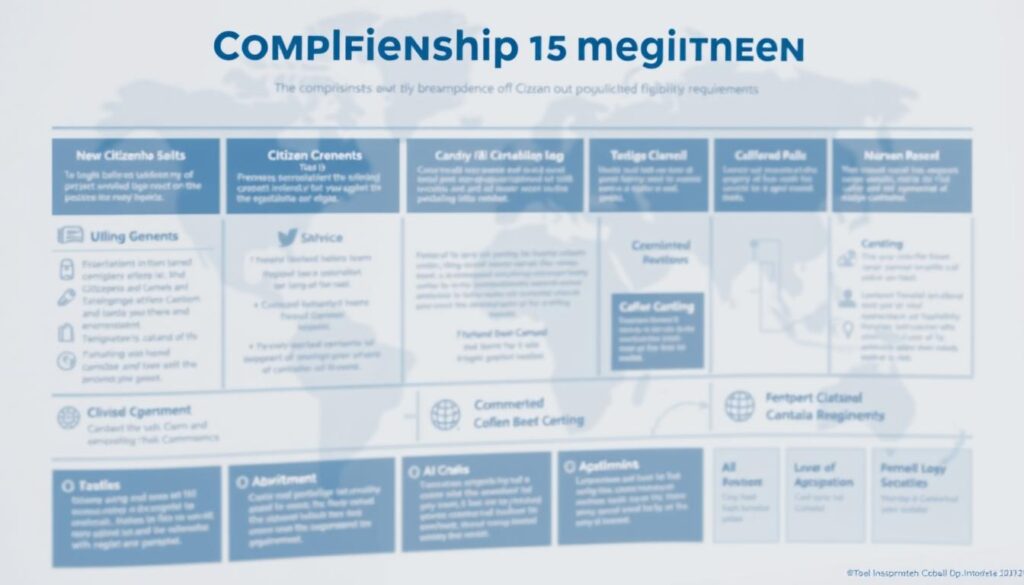 A detailed infographic depicting the comprehensive breakdown of citizenship eligibility requirements. Crisp, clean lines and a minimalist color palette of blues, grays and whites convey a sense of professionalism and authority. The foreground features a clear visual hierarchy, with key requirements highlighted in bold text and supported by concise, easy-to-digest icons and symbols. The middle ground showcases additional details and sub-criteria in a well-organized layout, while the background features a subtly blurred world map, evoking the global nature of citizenship. Soft, diffused lighting creates depth and dimension, guiding the viewer's eye through the informative visual narrative. A detailed infographic depicting the comprehensive breakdown of citizenship eligibility requirements. Crisp, clean lines and a minimalist color palette of blues, grays and whites convey a sense of professionalism and authority. The foreground features a clear visual hierarchy, with key requirements highlighted in bold text and supported by concise, easy-to-digest icons and symbols. The middle ground showcases additional details and sub-criteria in a well-organized layout, while the background features a subtly blurred world map, evoking the global nature of citizenship. Soft, diffused lighting creates depth and dimension, guiding the viewer's eye through the informative visual narrative.