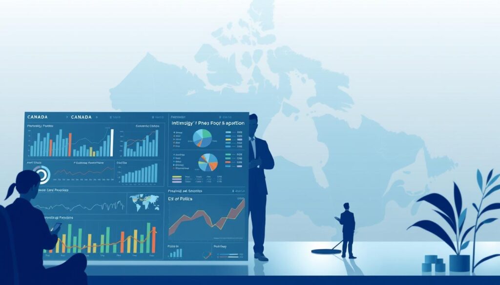 A high-resolution digital illustration depicting the in-depth analysis of provincial nominee program draw results in 2025. The foreground features a dynamic data visualization dashboard, showcasing charts, graphs, and infographics that provide a comprehensive overview of immigrant invitations across various Canadian provinces. The middle ground depicts a team of data analysts immersed in their work, studying the insights and trends. The background features a stylized map of Canada, with the provinces highlighted in muted tones. The lighting is soft and diffused, creating a professional and authoritative atmosphere. The color palette is a harmonious blend of blues, grays, and greens, evoking a sense of trust and reliability.
