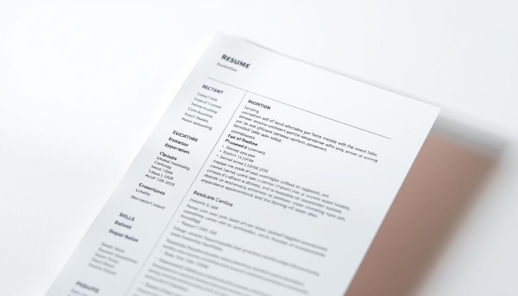 A neatly organized Canadian resume format presented against a clean, minimalist background. The document is displayed at an angle, with a warm, natural lighting illuminating its crisp, professional appearance. The resume structure is clearly visible, showcasing section headings, contact information, education, work experience, and skills in a visually appealing layout. The overall mood conveys a sense of efficiency, clarity, and attention to detail - key elements for success in the Canadian job market. A neatly organized Canadian resume format presented against a clean, minimalist background. The document is displayed at an angle, with a warm, natural lighting illuminating its crisp, professional appearance. The resume structure is clearly visible, showcasing section headings, contact information, education, work experience, and skills in a visually appealing layout. The overall mood conveys a sense of efficiency, clarity, and attention to detail - key elements for success in the Canadian job market.