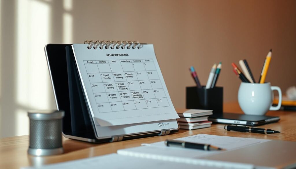 A neatly organized desk with a laptop, calendar, and various office supplies, set against a soft, blurred background. The desk is illuminated by warm, directional lighting, casting subtle shadows. The calendar prominently displays the PGWP application deadlines, with important dates highlighted. A sense of professionalism and attention to detail pervades the scene, reflecting the importance of understanding the PGWP timing and requirements. A neatly organized desk with a laptop, calendar, and various office supplies, set against a soft, blurred background. The desk is illuminated by warm, directional lighting, casting subtle shadows. The calendar prominently displays the PGWP application deadlines, with important dates highlighted. A sense of professionalism and attention to detail pervades the scene, reflecting the importance of understanding the PGWP timing and requirements.