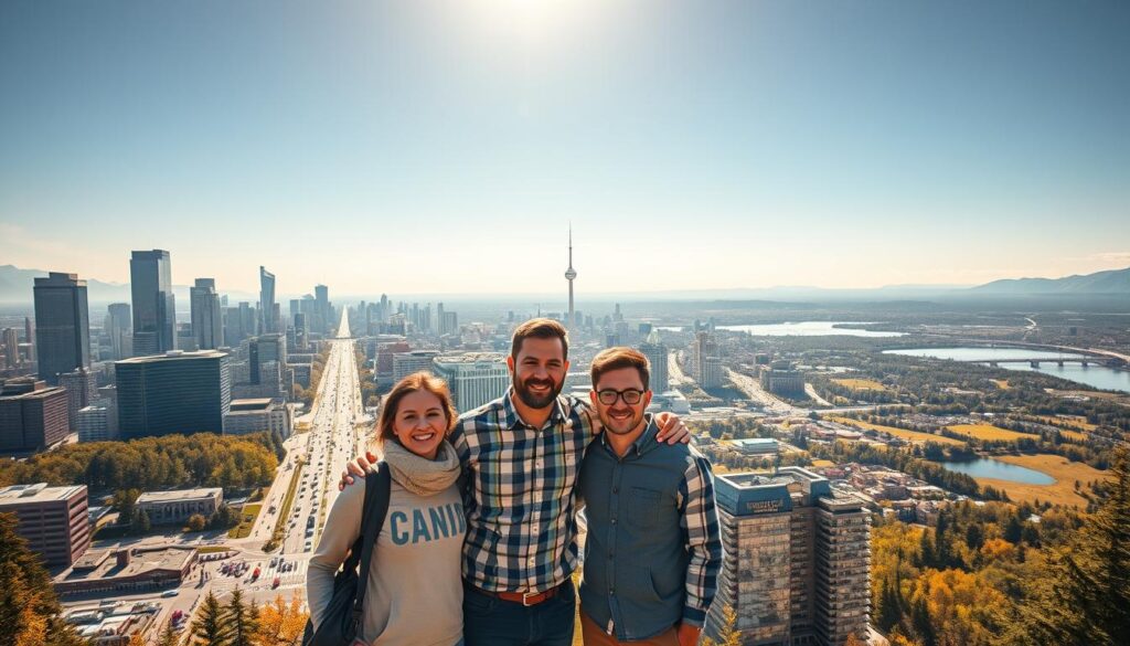 A vast landscape of opportunity, the Canada immigration system shines with its diverse benefits. In the foreground, a family of new immigrants stand proudly, their faces filled with joy and optimism, representing the inclusive nature of the process. The middle ground showcases the bustling streets of a vibrant Canadian city, with towering skyscrapers and a thriving economy, symbolizing the abundant career prospects. In the background, a panoramic view of rolling hills and pristine lakes reflects the country's natural beauty, a testament to the high quality of life. Warm, natural lighting casts a welcoming glow, creating an atmosphere of hope and prosperity. This scene embodies the transformative power of the Canadian immigration system, offering a brighter future for those seeking a new home. A vast landscape of opportunity, the Canada immigration system shines with its diverse benefits. In the foreground, a family of new immigrants stand proudly, their faces filled with joy and optimism, representing the inclusive nature of the process. The middle ground showcases the bustling streets of a vibrant Canadian city, with towering skyscrapers and a thriving economy, symbolizing the abundant career prospects. In the background, a panoramic view of rolling hills and pristine lakes reflects the country's natural beauty, a testament to the high quality of life. Warm, natural lighting casts a welcoming glow, creating an atmosphere of hope and prosperity. This scene embodies the transformative power of the Canadian immigration system, offering a brighter future for those seeking a new home.