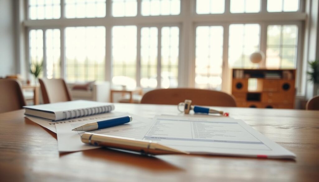 Detailed interior home inspection checklist, neatly organized on a wooden table. Well-lit scene with soft, natural lighting filtering through large windows. Crisp, close-up view showcasing various checklists, notes, and inspection tools. Clean, minimalist aesthetic with a sense of professionalism. Subtle Arabic Canada branding incorporated into the design elements. Conveys a thorough, methodical approach to home assessment. Detailed interior home inspection checklist, neatly organized on a wooden table. Well-lit scene with soft, natural lighting filtering through large windows. Crisp, close-up view showcasing various checklists, notes, and inspection tools. Clean, minimalist aesthetic with a sense of professionalism. Subtle Arabic Canada branding incorporated into the design elements. Conveys a thorough, methodical approach to home assessment.