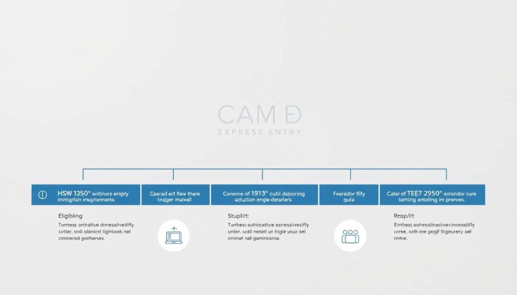 Elegant minimalist infographic depicting the key eligibility criteria for Canada's Express Entry federal immigration programs. A clean, well-organized layout with clear iconography and concise text descriptions, set against a neutral, professional background. Muted color palette of blues, grays, and whites evokes a sense of authority and reliability. Carefully balanced composition draws the viewer's eye, highlighting the most essential information. Crisp, high-resolution rendering with a sharp focus and subtle ambient lighting to convey a sense of precision and attention to detail. Elegant minimalist infographic depicting the key eligibility criteria for Canada's Express Entry federal immigration programs. A clean, well-organized layout with clear iconography and concise text descriptions, set against a neutral, professional background. Muted color palette of blues, grays, and whites evokes a sense of authority and reliability. Carefully balanced composition draws the viewer's eye, highlighting the most essential information. Crisp, high-resolution rendering with a sharp focus and subtle ambient lighting to convey a sense of precision and attention to detail.